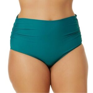 Anne Cole NWT Lmtd Ed Convertible High Waist Olive Green Shirred Swim Bottom LG